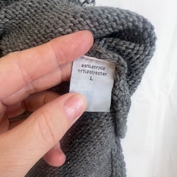 Keren Hart Knit Turtleneck Fair Isle Sweater Nordic Ski Timeless Size Large Gray - Picture 8 of 10
